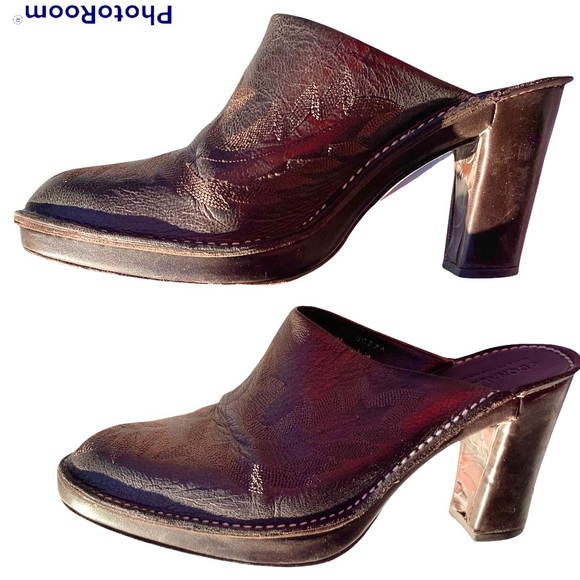 Donald J Pliner Bronze Leather Bozza Mule Clog Shoes 10 Western boot - Picture 8 of 13